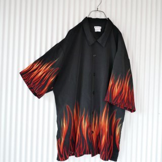 Black x orange fire pattern shirt