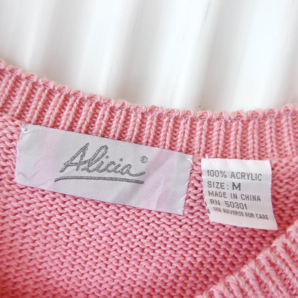 小花刺繍と透かし編みのサマーニット-古着屋マッシュ