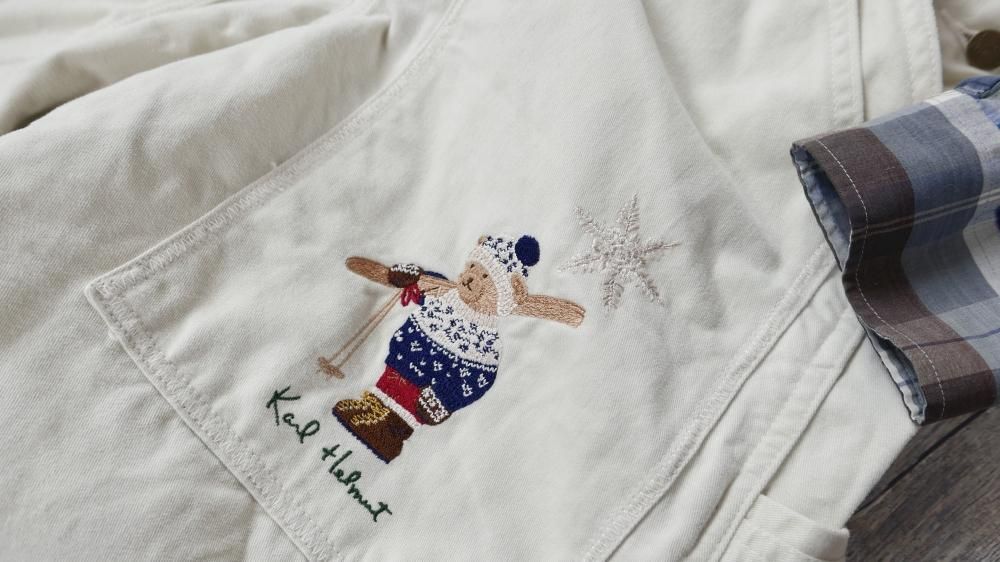 Karl Helmut ニットくまちゃん刺繍×ワッペンオーバーオール Karl Helmut ニットくまちゃん刺繍×ワッペンオーバーオール