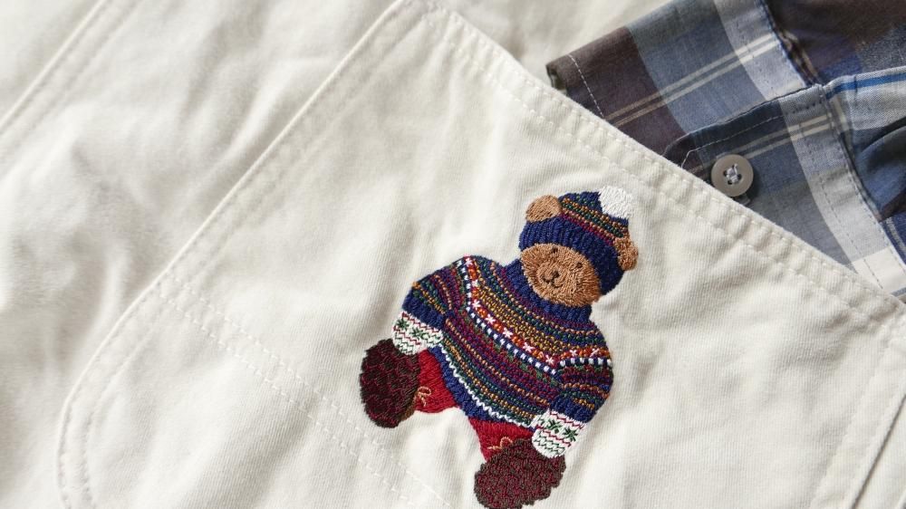 Karl Helmut ニットくまちゃん刺繍×ワッペンオーバーオール Karl Helmut ニットくまちゃん刺繍×ワッペンオーバーオール