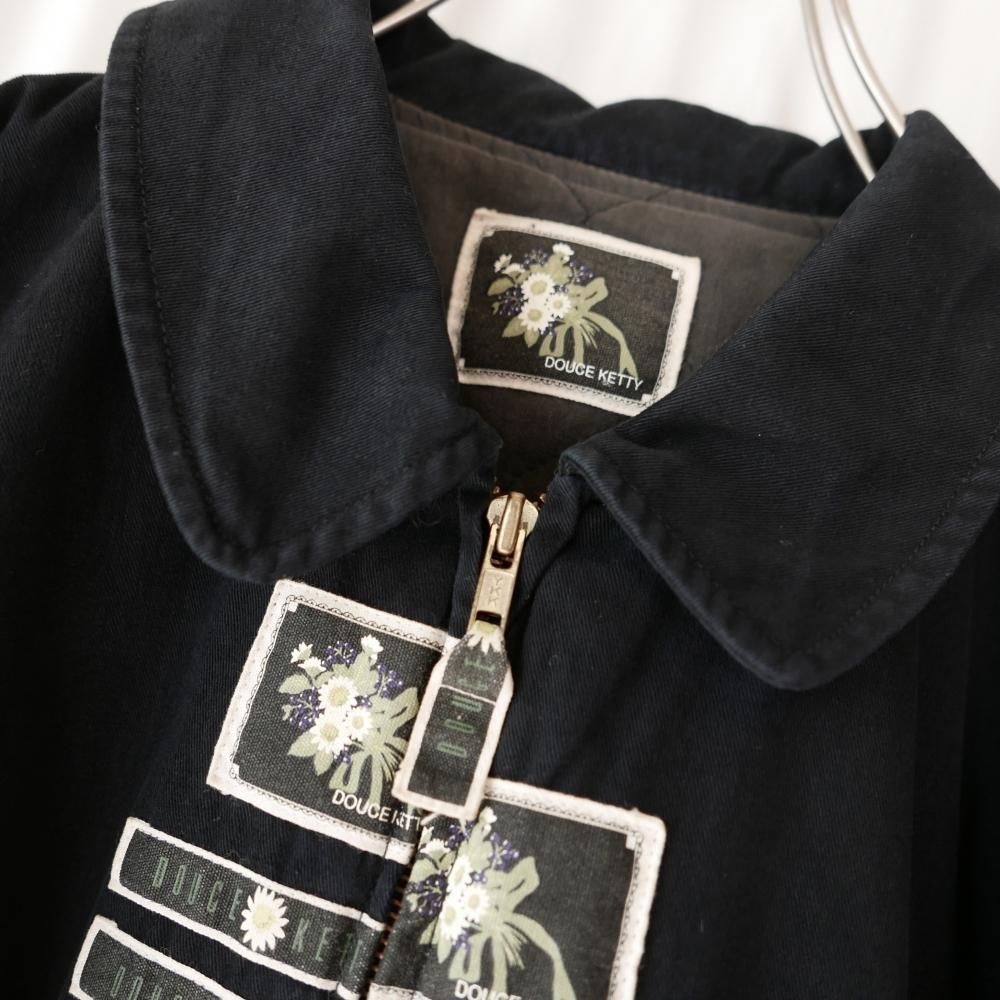 KETTY 花束刺繍×ワッペンたくさんブルゾン/くろ-古着屋マッシュ KETTY 花束刺繍×ワッペンたくさんブルゾン/くろ-古着屋マッシュ