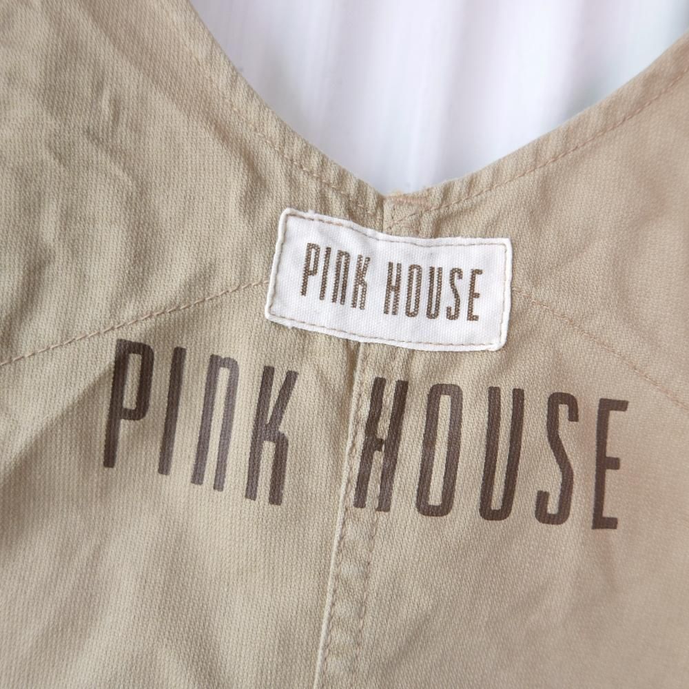 PINK HOUSE ロゴ刺繍×チェック ジャンパースカート/ミルクティ-古着屋