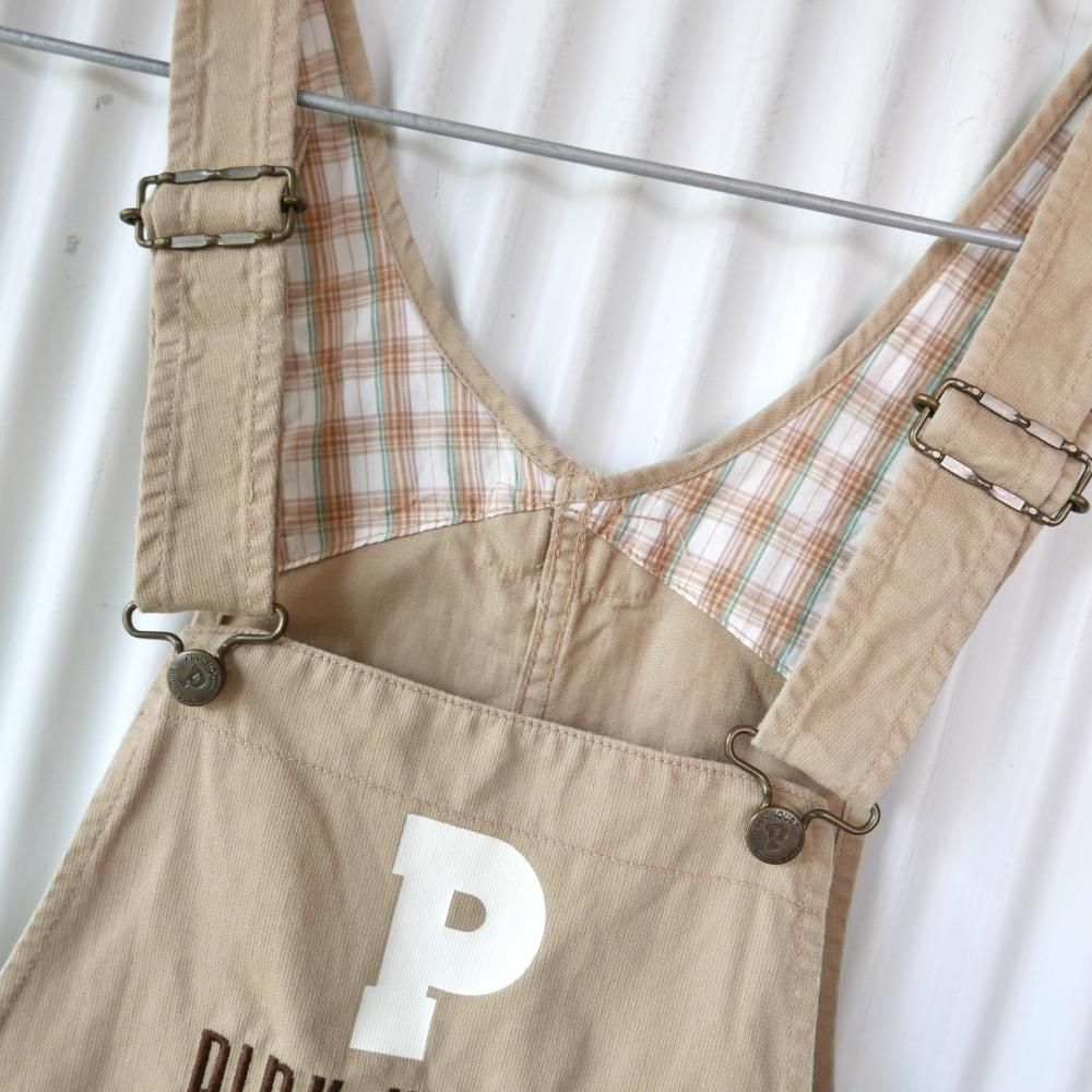 PINK HOUSE ロゴ刺繍×チェック ジャンパースカート/ミルクティ-古着屋