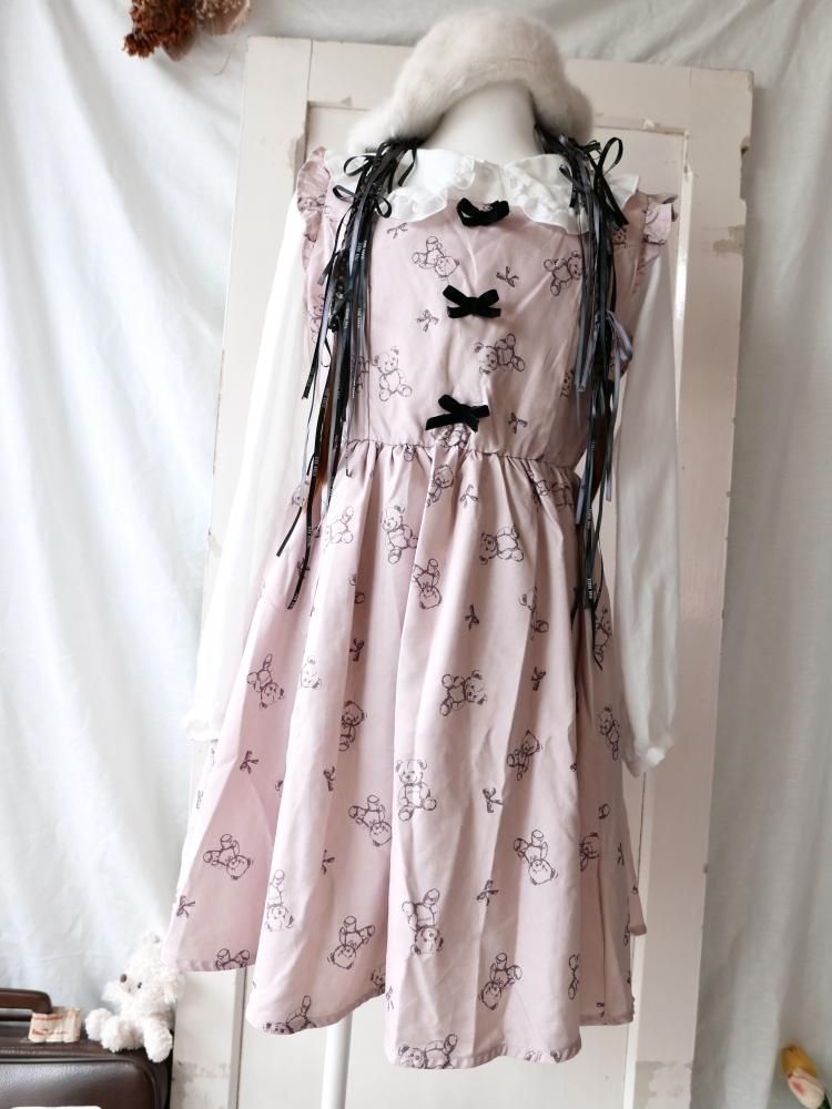 Ank Rouge テディベアとベロアリボンのワンピース－古着屋マッシュ
