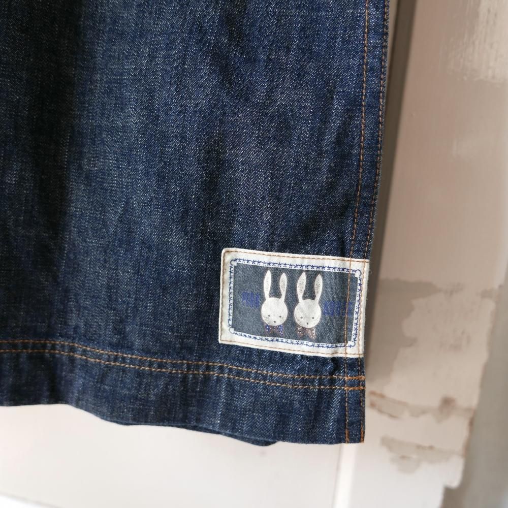 完売 PINK HOUSE うさぎ刺繍デニムジャンパースカート ロゴ F 希少 PINK HOUSE Tシャツうさぎ刺繍 カフェエプロン風ジャンパー