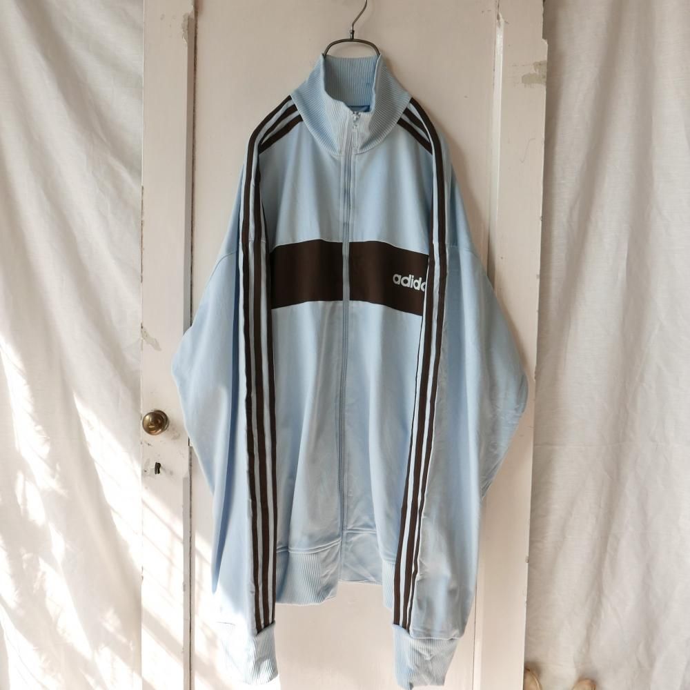 adidas 3ラインBIGトラックジャケット/水色ブラウン/XL- 古着屋マッシュ