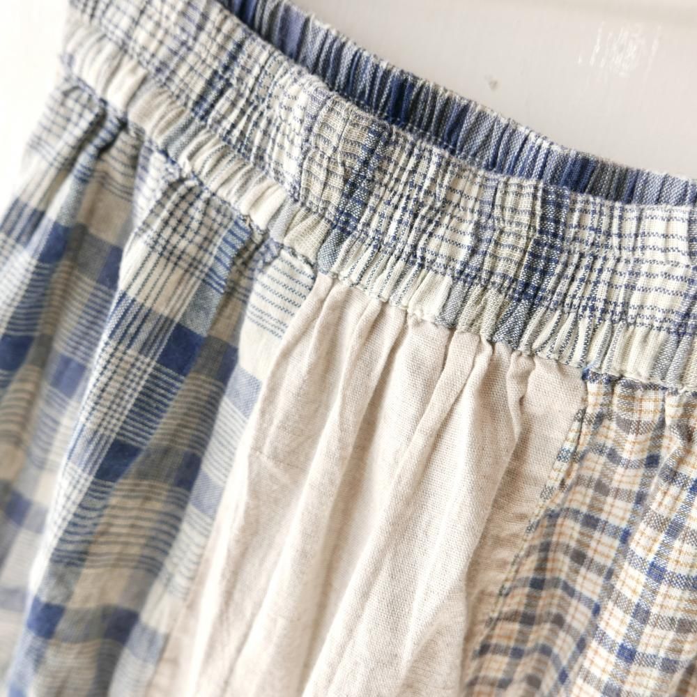 CASUAL CORNER&co デニムチェックパッチワークスカート-古着屋 CASUAL CORNER&co デニムチェックパッチワークスカート-古着屋