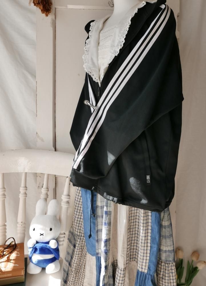 CASUAL CORNER&co デニムチェックパッチワークスカート-古着屋 CASUAL CORNER&co デニムチェックパッチワークスカート-古着屋