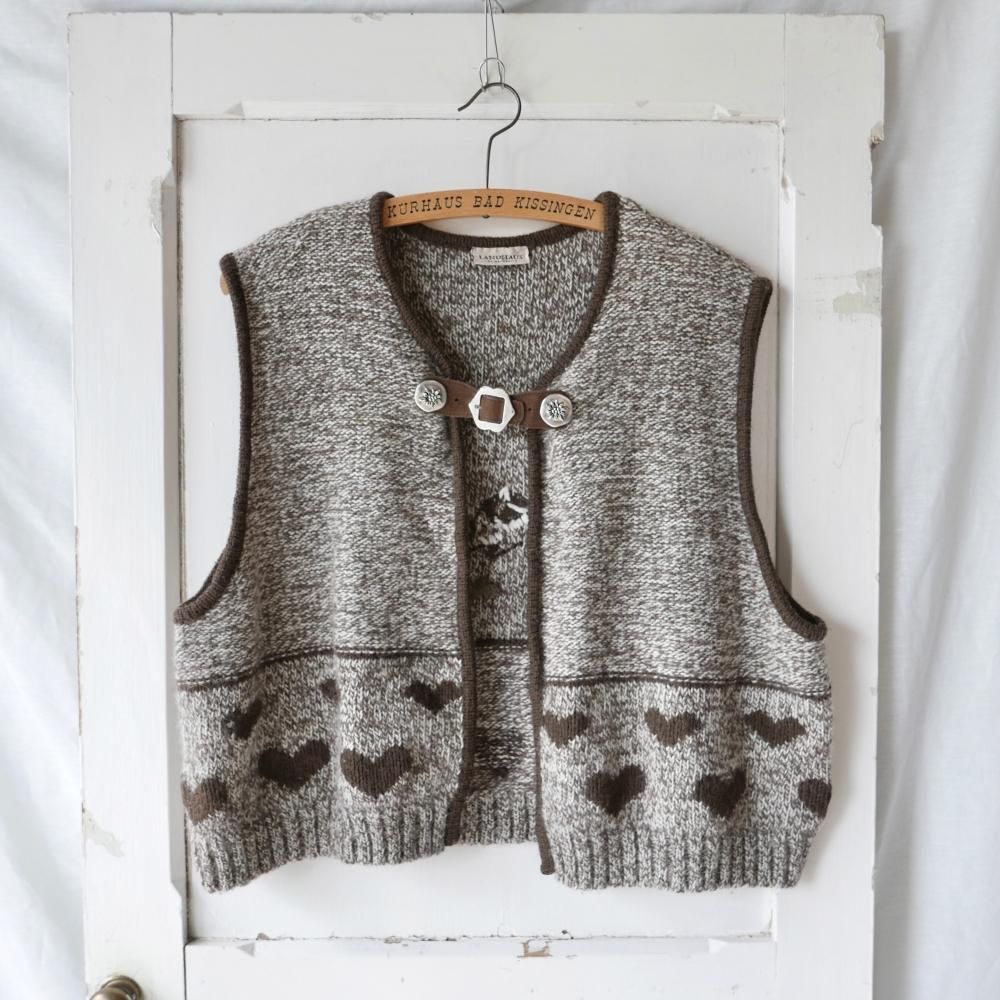 LANDHAUS カントリー刺繍WOOLニットベストー古着屋マッシュ
