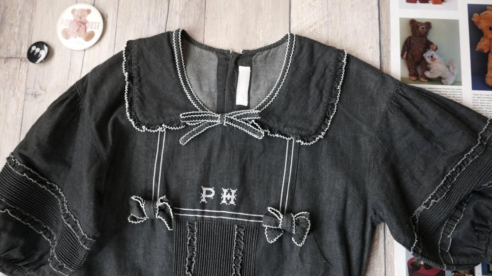 PINK HOUSE ワンピース ピコフリル ブラック ビンテージ PINK HOUSE ワンピース ピコフリル ブラック ビンテージ PINK