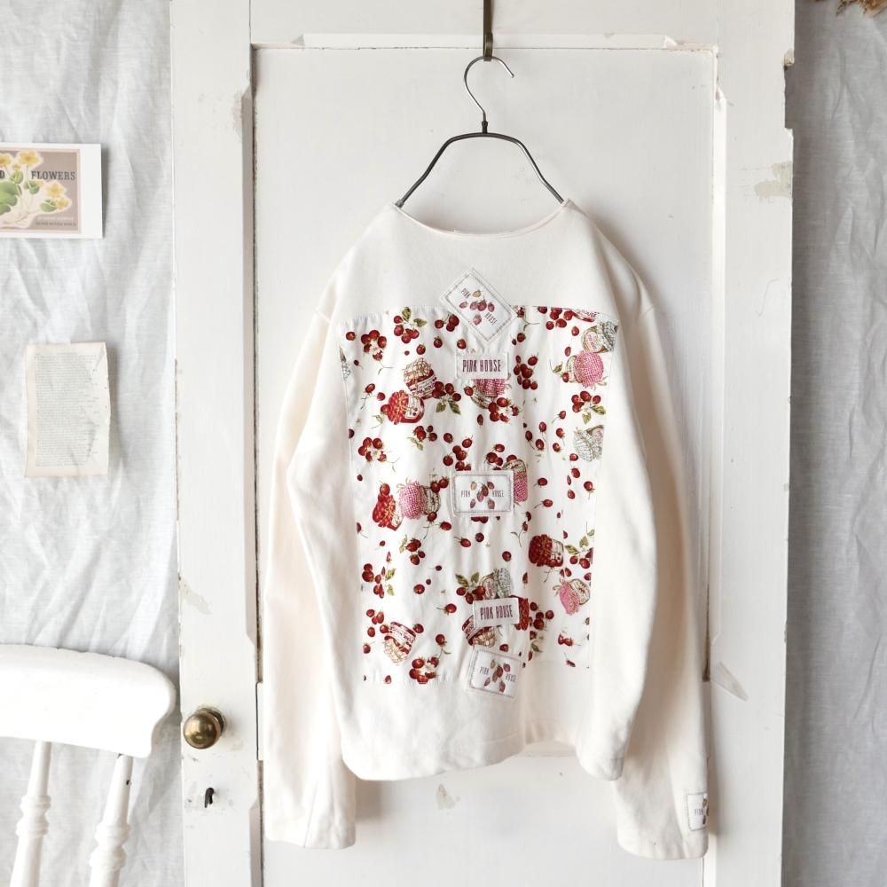 PINK HOUSE いちごジャムゼッケン ノ―カラージャケット-古着屋マッシュ