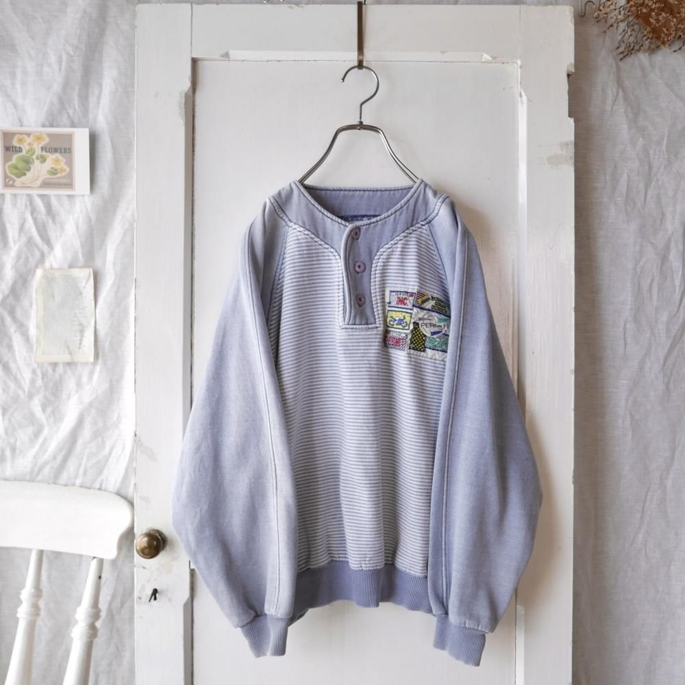 PERMIT 80's バイクワッペンヘンリーネックスウェット-古着屋