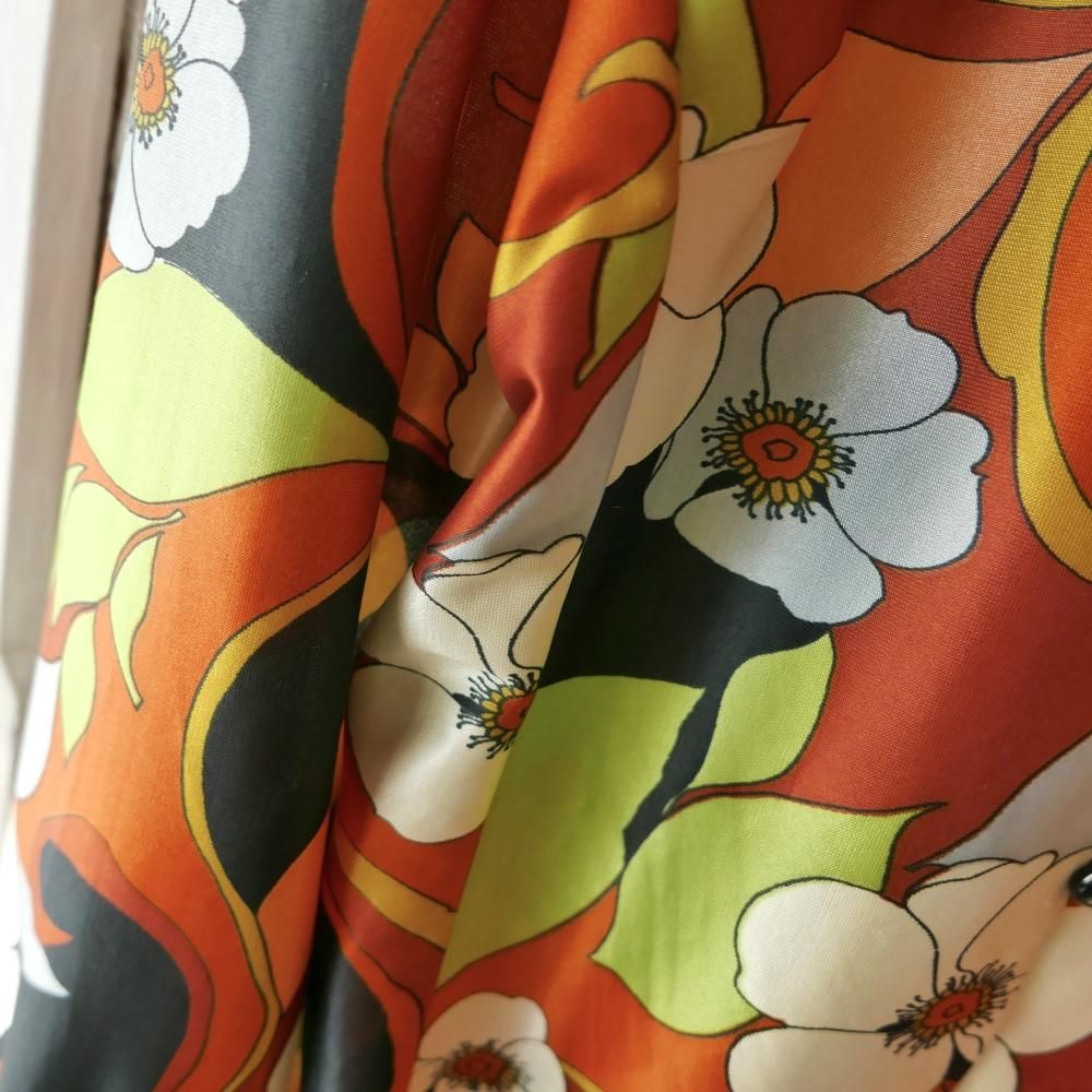 浴衣 サイケ 70年代 東京スタイル70'sサイケフラワーレトロシャツ-古着屋マッシュ