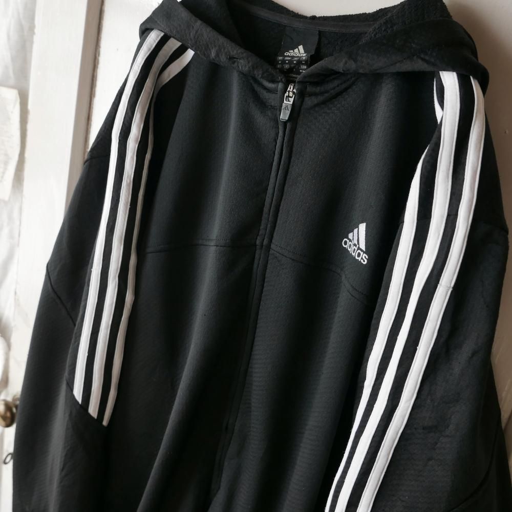 2013年製adidas古着トラックジャケットスリーラインブラックフーディK44 2013年製adidas古着トラックジャケットスリーラインブラック