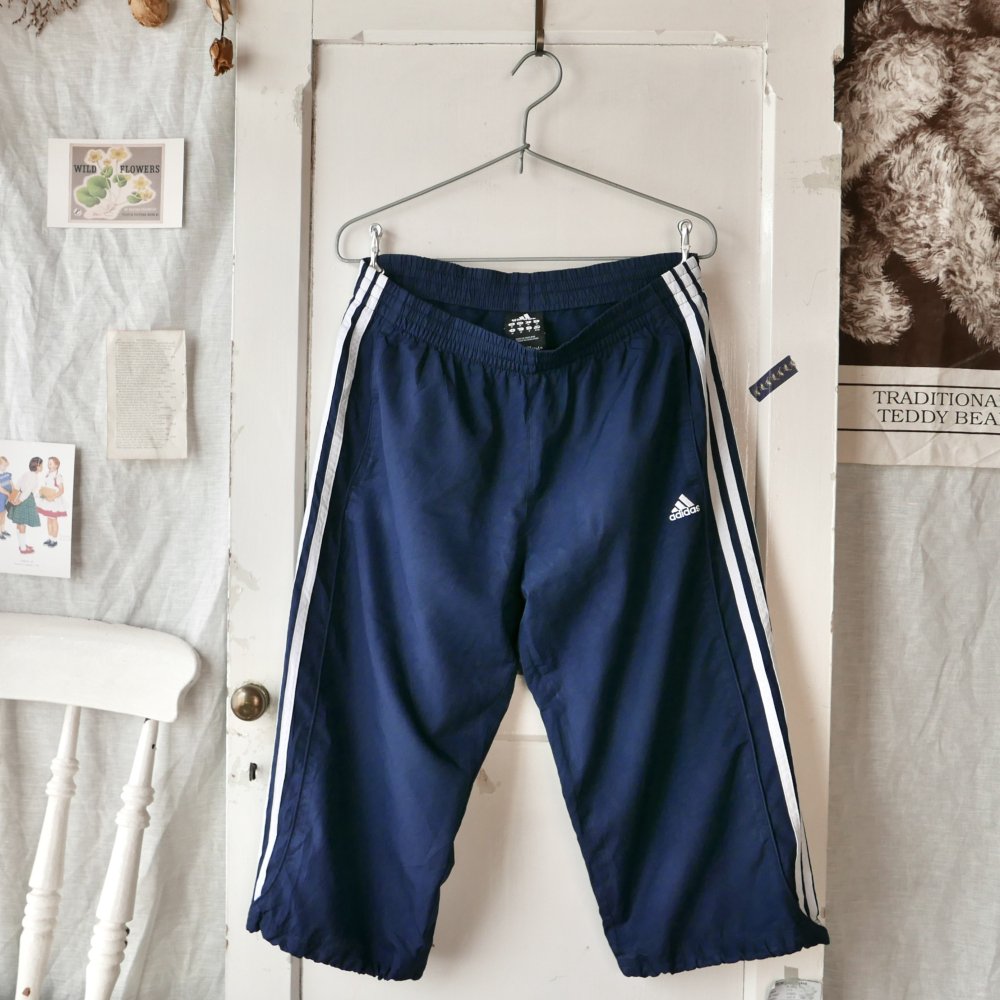 adidas ロゴ刺繍×3ライン トラックハーフパンツ- 古着屋マッシュ