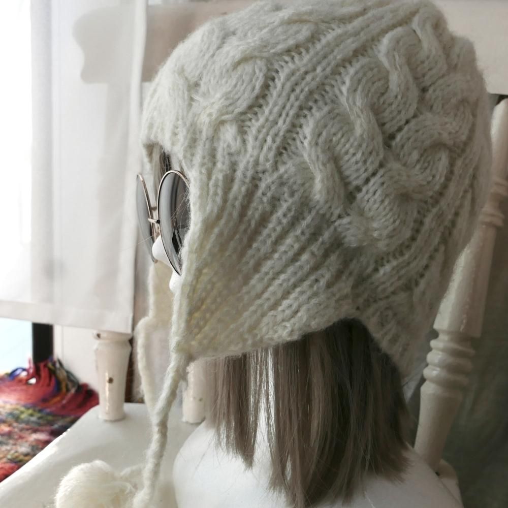 モヘアニットパイロットビーニー-古着屋マッシュ