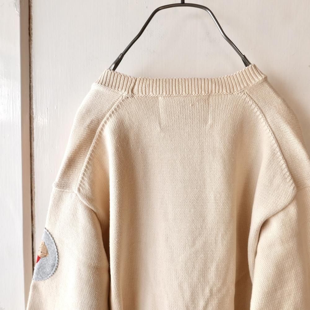 90's PINK HOUSE くまちゃんワッペンCOTTONカーディ-古着屋マッシュ 90's PINK HOUSE くまちゃんワッペンCOTTONカーディ-古着屋マッシュ
