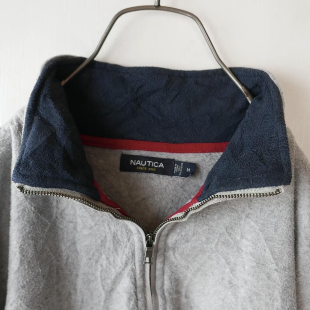 NAUTICA ロゴ刺繍ハーフジップフリースプルオーバー-古着屋マッシュ NAUTICA ロゴ刺繍ハーフジップフリースプルオーバー-古着屋マッシュ