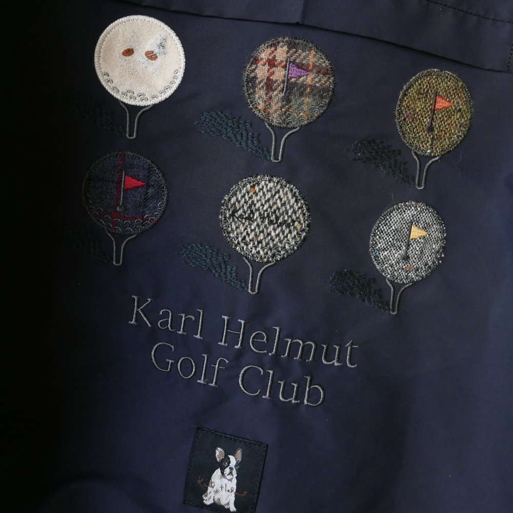 Karl Helmut フレンチブルドッグワッペンゴルフ刺繍ブルゾン-古着屋 