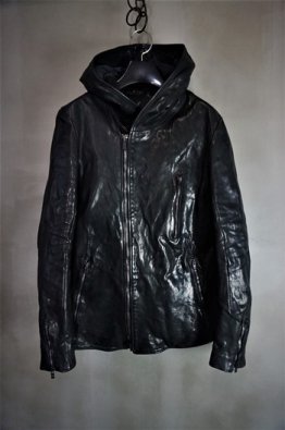 incarnation Horse Leather W/Breast Hooded Zip Blouson Lined