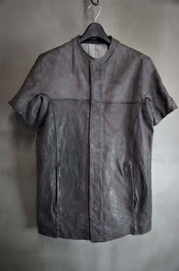 incarnation Sheep Leather No-collar Shirt Short Sleeve Lined