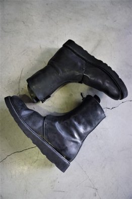 incarnation Horse Leather Front Zip Combat Lined FZ-1 Black Crepe Soles Piece Dyed