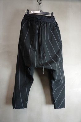 The Viridi-anne Cotton linen Stripe Drop Crotch Cropped Pants
