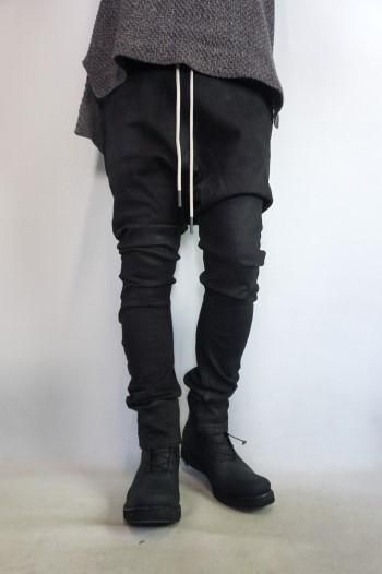 A.F ARTEFACT COATED STRETCH DENIM SARROUEL SKINNY PANTS ag-1622