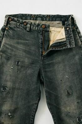 ͽ25AW [ISŌ]:ANACHRONORM Damaged Denim Curved Trousers