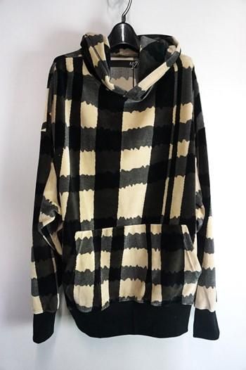 A.F ARTEFACT Hooded Pullover (Jacquard deformed plaid velor) ag