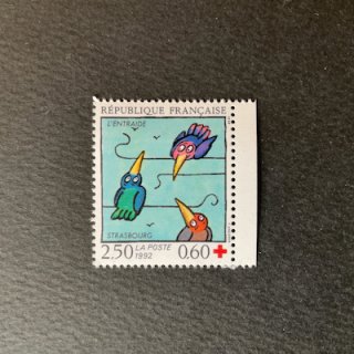フランスの切手・1992年・赤十字（3羽のカラス）