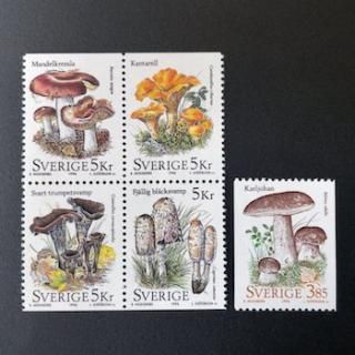4734 外国切手 ノルウェー 1987年 香り きのこ切手 おまけ付き