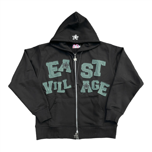 <img class='new_mark_img1' src='https://img.shop-pro.jp/img/new/icons5.gif' style='border:none;display:inline;margin:0px;padding:0px;width:auto;' />STARTEAM   EAST VILLAGE ZIP UP HOODIE BLACK