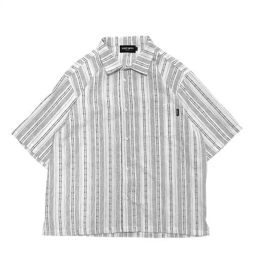 EAZY MISS  LAPEL HEMP SHIRT  WHITE