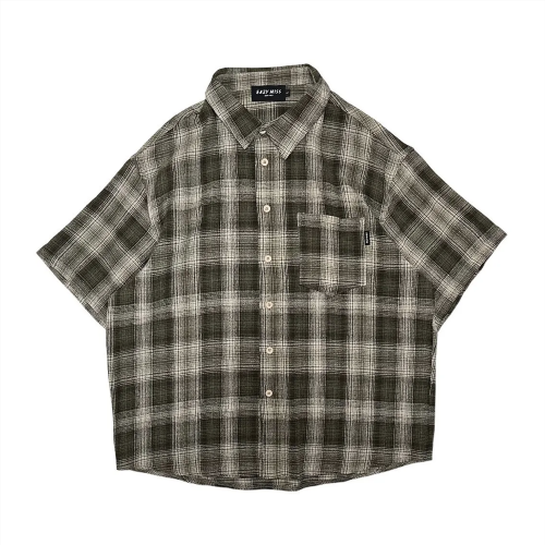 EAZY MISS  RETRO CHECK SHIRT  GRASS GREEN