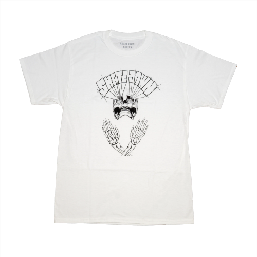 SKATE JAWN  LAZER SKULL TEE  WHITE