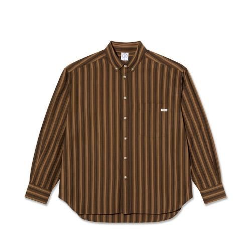 POLAR SKATE CO.  BEN LONG SLEEVE SHIRT BROWN