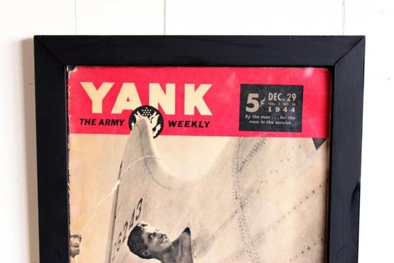 アメリカ アンティーク 1944年 YANK誌 額装 フォトフレーム 木製