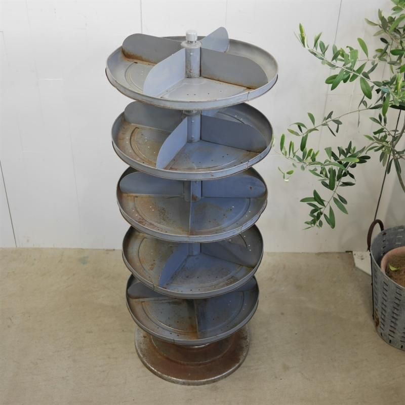 残り1点 ICO アメリカ製 木製 回転式 CD ラック アンティーク