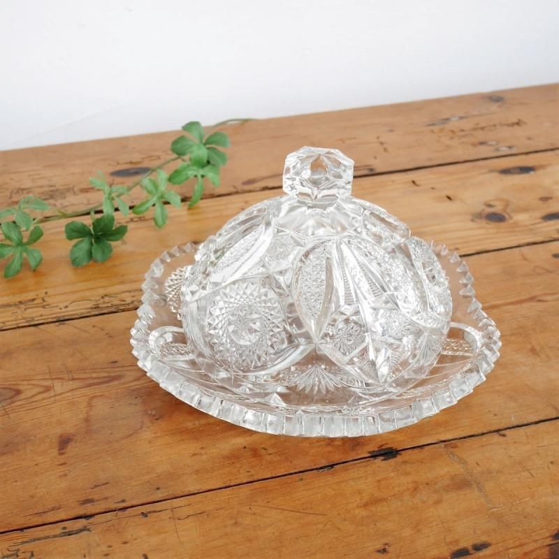 キャンディポット カットガラス アメリカ -通販-ローズボール