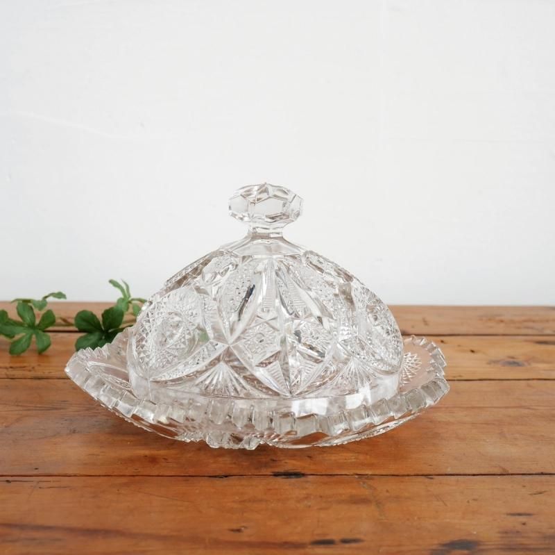 キャンディポット カットガラス アメリカ -通販-ローズボール