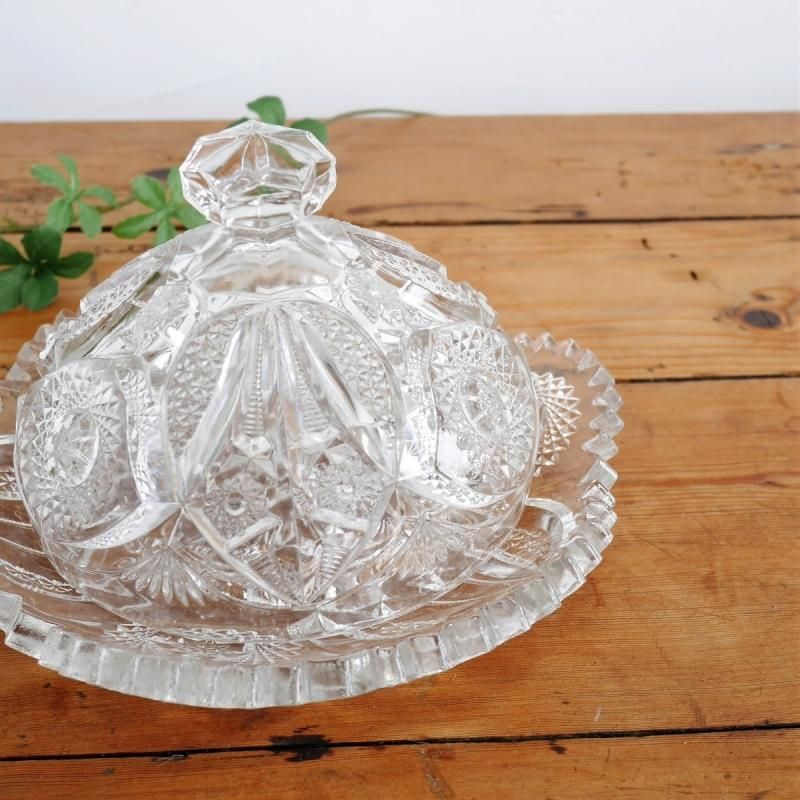 キャンディポット カットガラス アメリカ -通販-ローズボール