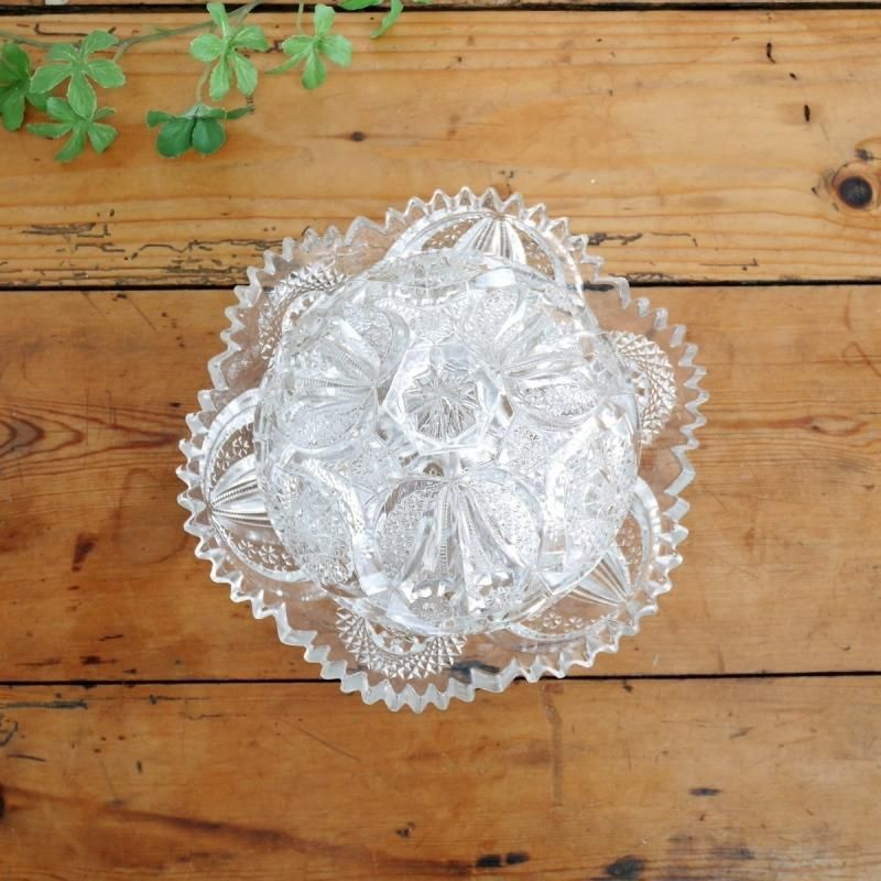 キャンディポット カットガラス アメリカ -通販-ローズボール