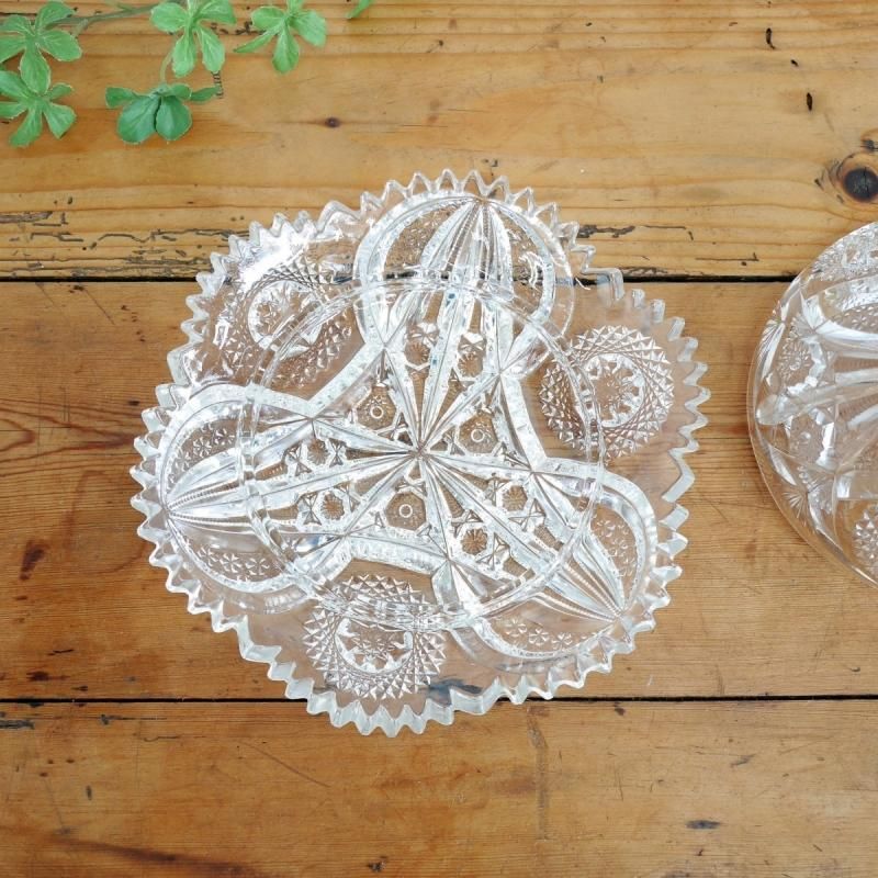 キャンディポット カットガラス アメリカ -通販-ローズボール キャンディポット カットガラス アメリカ -通販-ローズボール