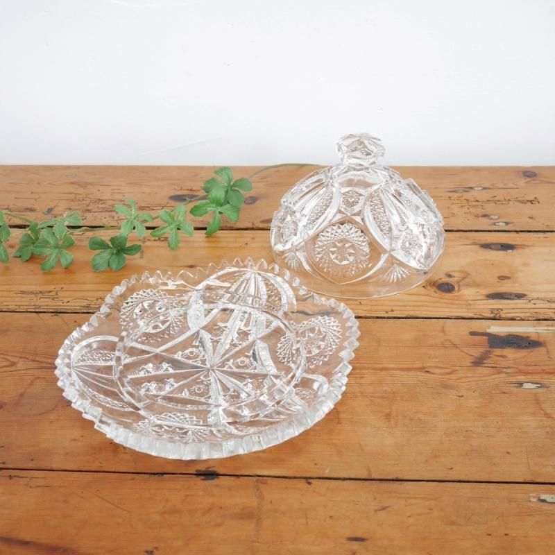 キャンディポット カットガラス アメリカ -通販-ローズボール