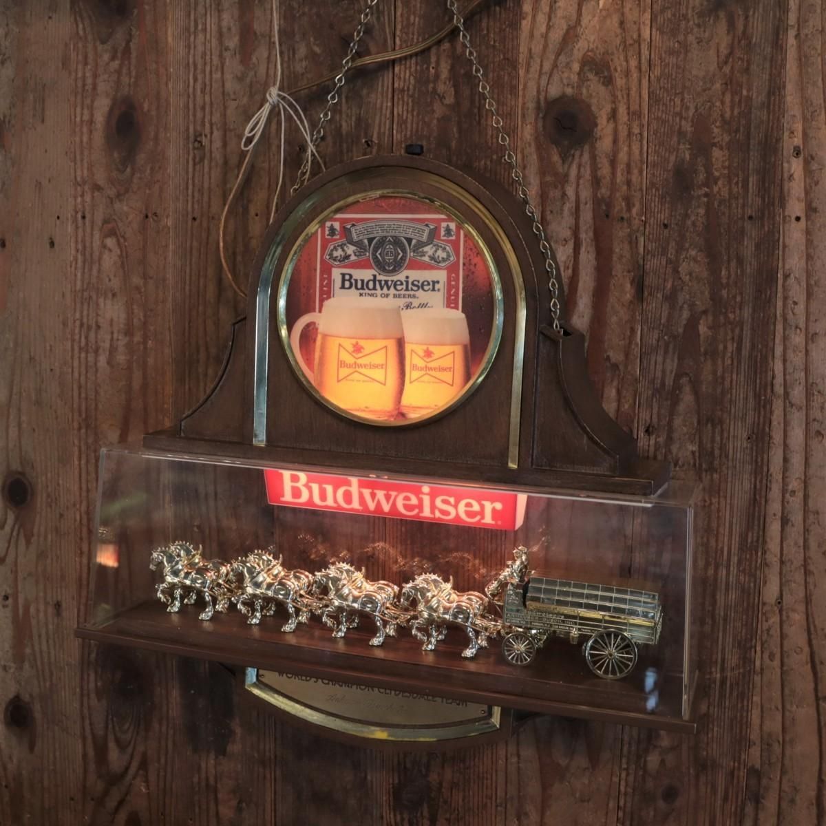 アメリカ購入 ビンテージ Budweiser置物 3477 アメリカ ヴィンテージ Budweiser バドワイザー ライト付き看板