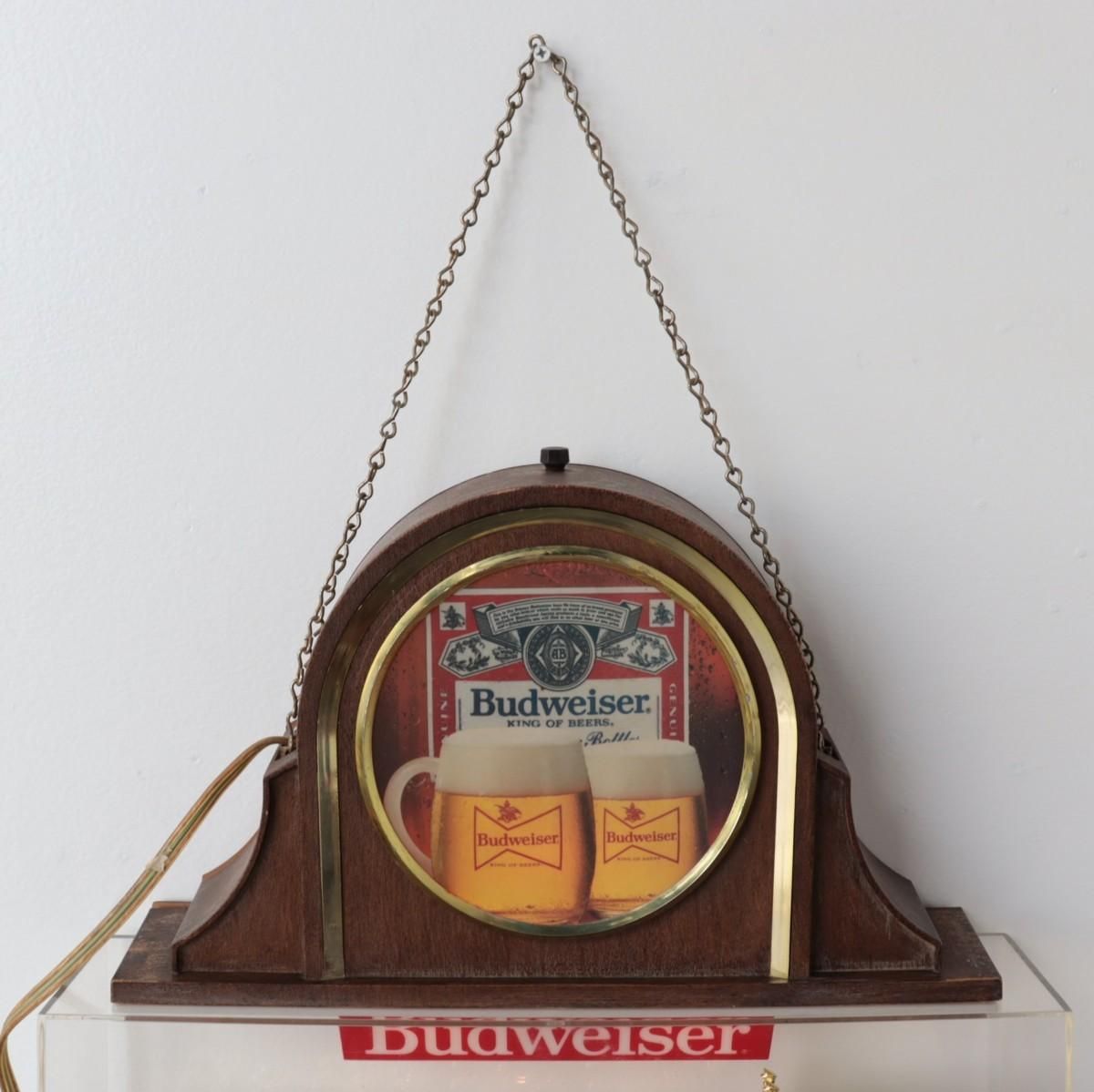 3477 アメリカ ヴィンテージ Budweiser バドワイザー ライト付き看板 