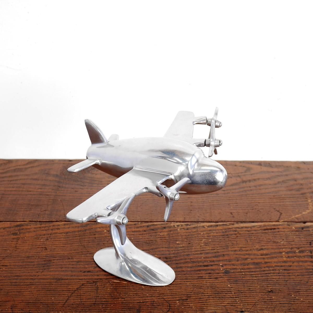 古典 DC-3 飛行機 オブジェ アルミ製 Lサイズ ヴィンテージ アール 古典 DC-3 飛行機 オブジェ アルミ製 Lサイズ ヴィンテージ アール