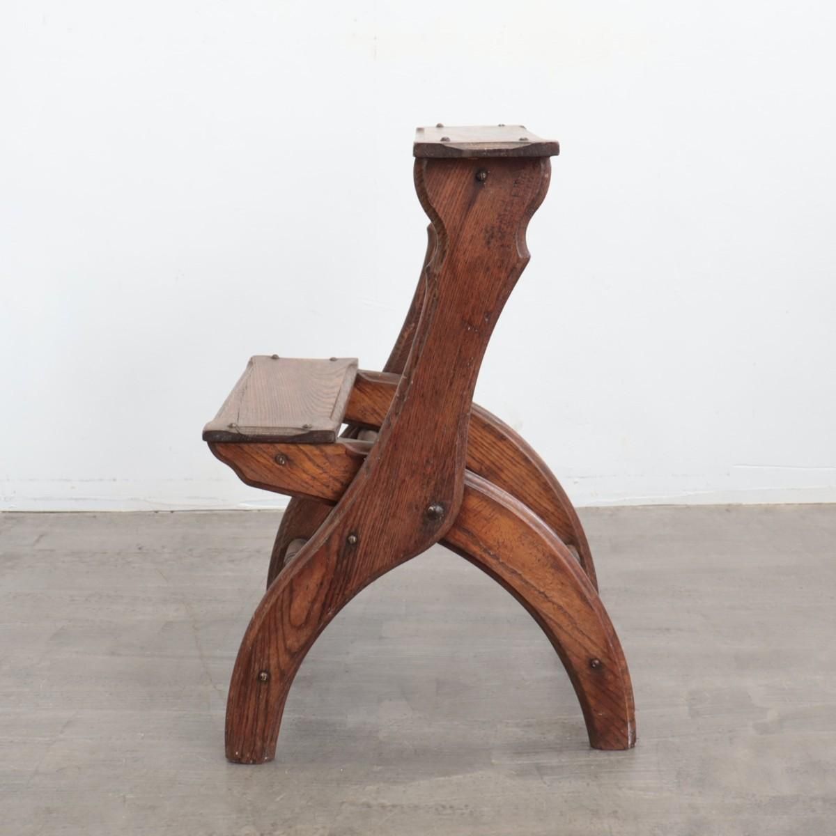 4078 アメリカ アンティーク 1920-30s 脚立 木製ラダー 店舗什器