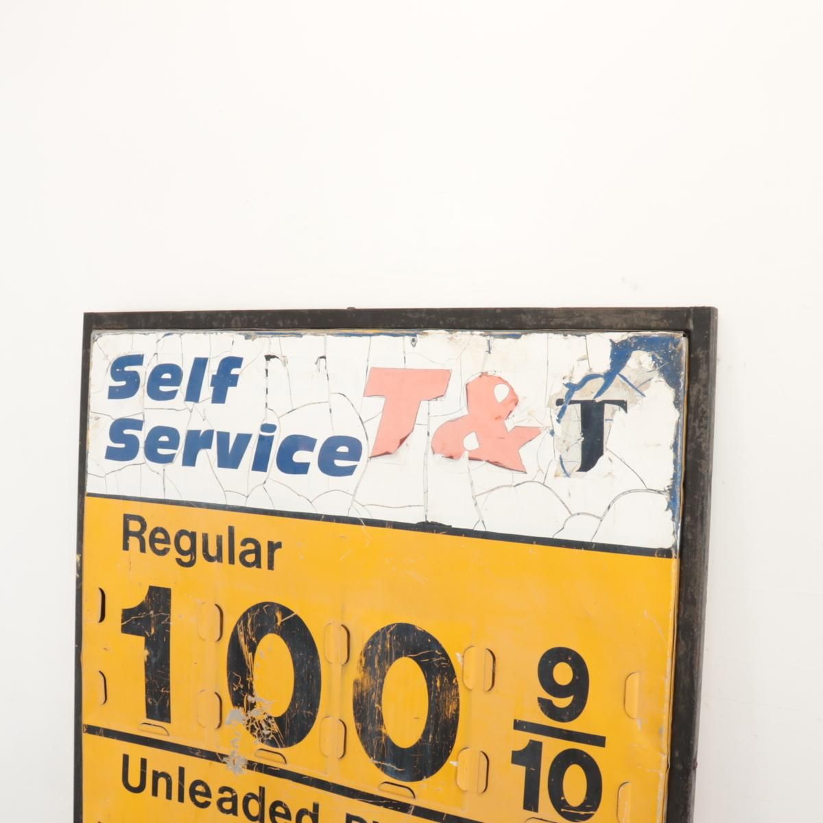 4135 アメリカ ヴィンテージ【T&T】 ガソリンスタンド 看板 両面